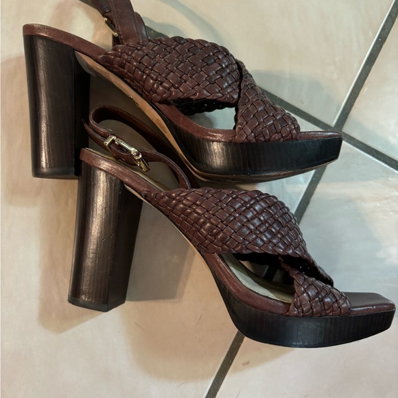 Vero Cuoio Brown (leather) Woven Platform Heels - Picture 1 of 7